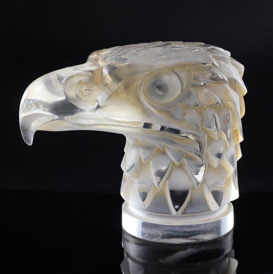 Tête dAigle/Eagles Head. A glass mascot by René Lalique, introduced on 14/3/1928, No.1138 Height 11cm.